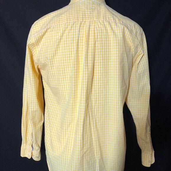 Tommy Hilfiger Men's XL Yellow Checkered Long Sleeve Button Down Collared Shirt - Picture 6 of 7